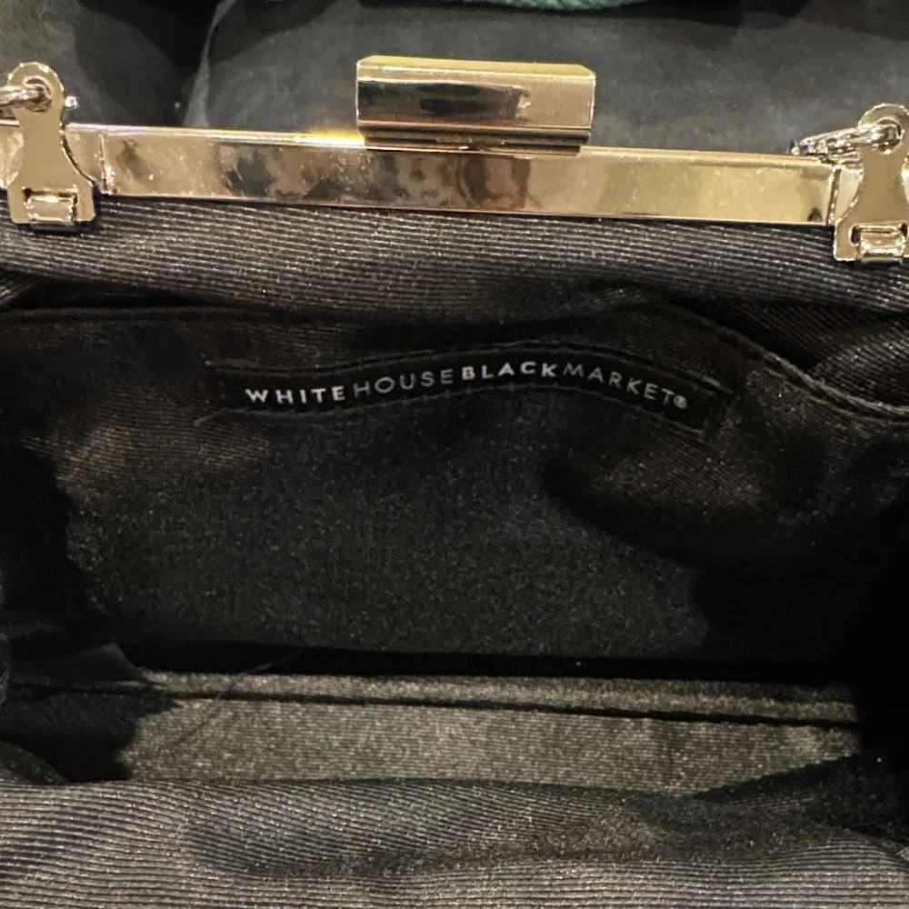 White House Black Market Elegant Checkered Clutch with Chain Strap - Picture 2 of 6